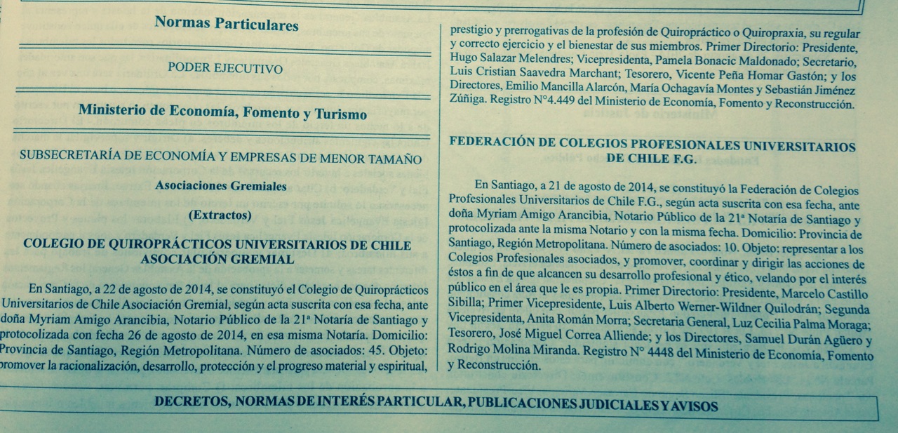 Publication in the Official Gazette